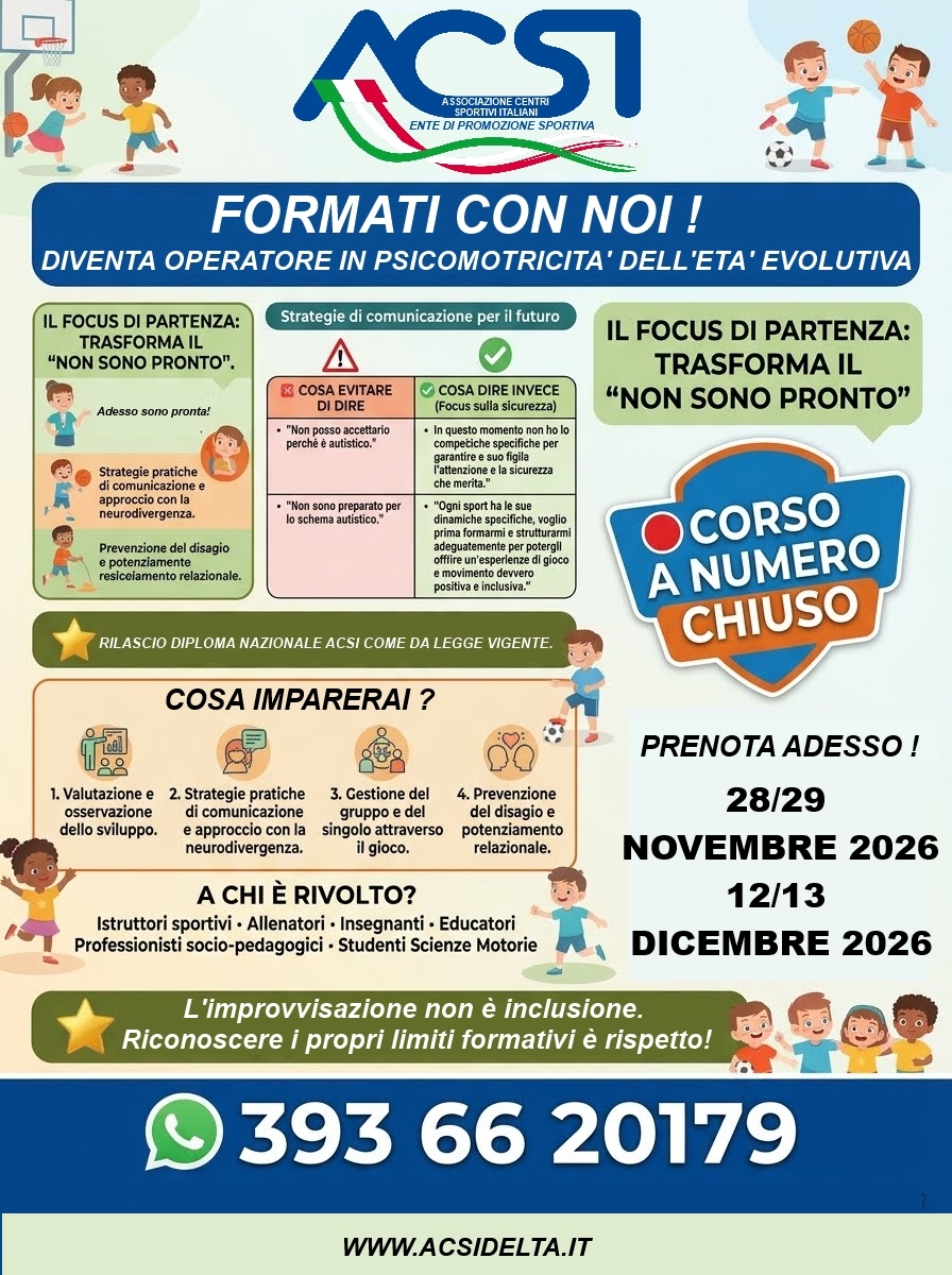 CORSO OPERATORE IN PSICOMOTRICITÀ DELL’ETÀ EVOLUTIVA